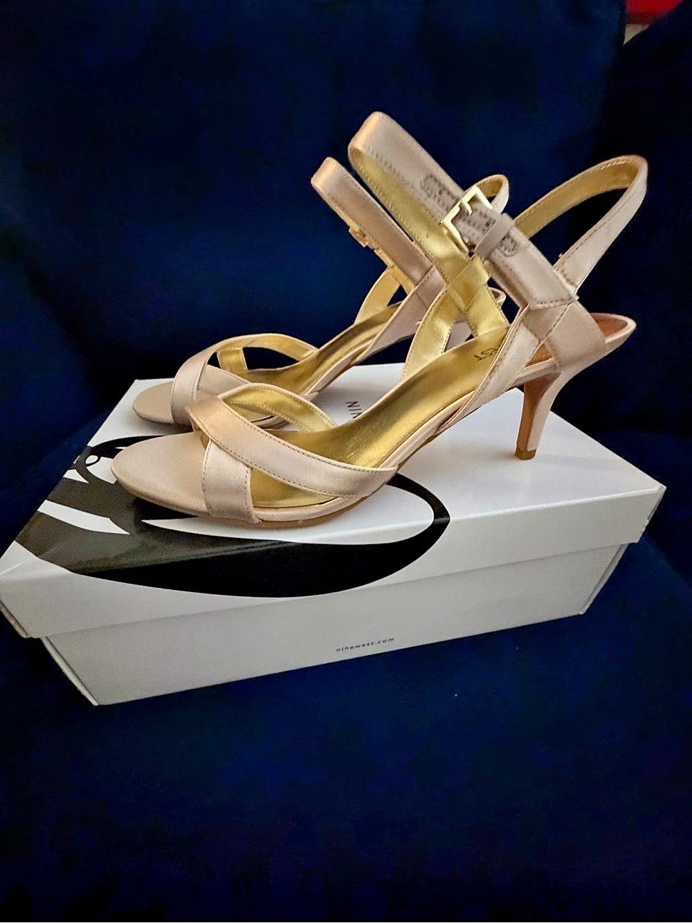 Nine West Genevra Heeled Sandals Pink Satin US 8 M NEW
